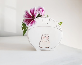 Small ceramic planter hamster in a ball