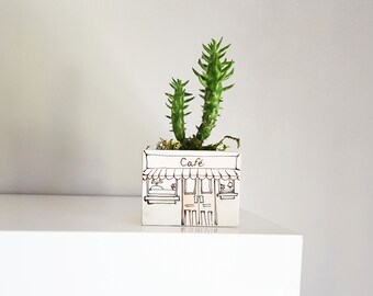 Small planter.Café boutique vase for plants. Perfect cactus or succulent ceramic planter. Small planter, mini ceramic planter .Cute gift!