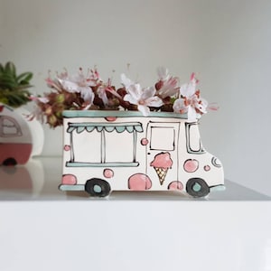 Small planter. Vintage Ice Cream Truck planter. Perfect cactus or succulent planter. Unique planter!