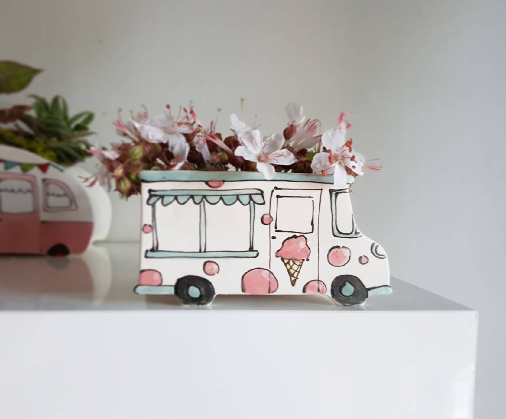 Petit Vase Camion de Crème Glacée. Cache-Pot Parfait Pour Cactus, Succulente. Petite Jardinière Uniq