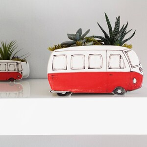 Large red van planter. Perfect cactus or succulent planter. Unique planter!