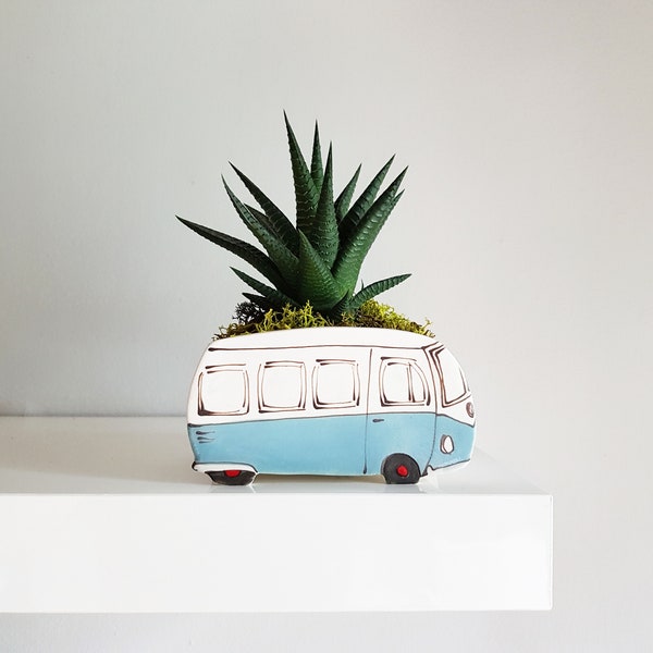 Turquoise van Wesfalia planter. Perfect cactus or succulent planter. Unique planter!