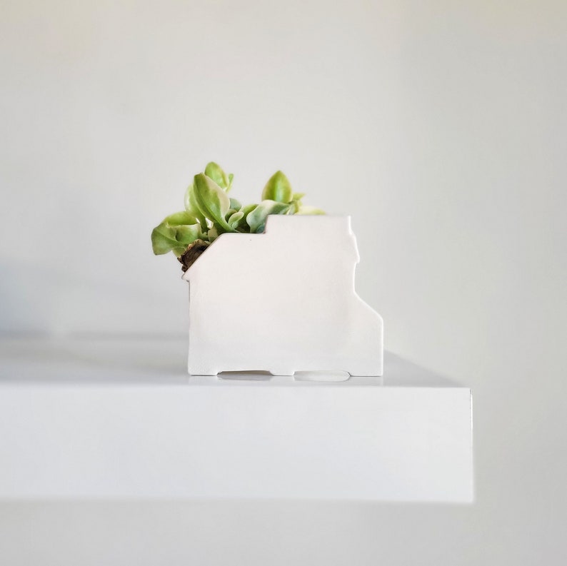 Small handmade ceramic planter of row of houses, series one. Happy vase for plants, perfect for cactus or succulent image 5