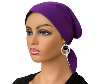 Chemo Headwear For Women With Hair Loss, Purple Head Scarf, Cancer Gifts