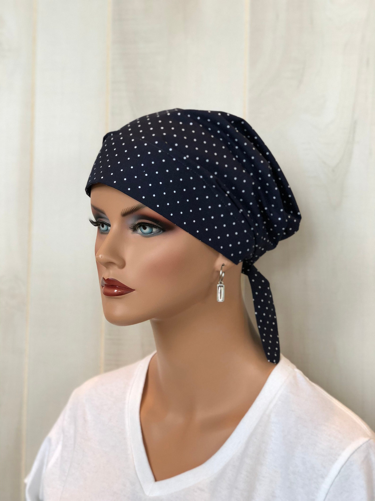 Scrub Caps For Women Nurse Gift Scrub Hats Navy Blue Polka Etsy