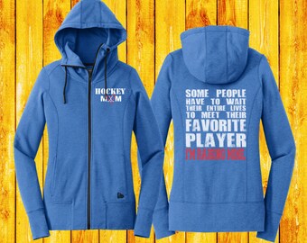 Hockey Mom Zip Up Hoodie Favorite Player I'm Raising Mine Ladies Cut Hoodie Hockey Shirt Hockey Jersey Hockey Gifts Mother's Day Gift LNEA51