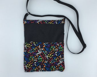 Deluxe Carry Bag, Waterproof, Rainbow Music Notes, for Hedgehogs, Sugar Gliders, Rats, and other Small Animals