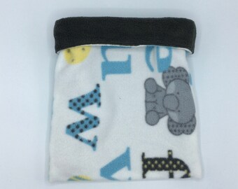 Fleece Sleep Sack, Cuddle Sack, Alphabet Nursery Critters, for Hedgehog, Sugar Glider, Guinea Pig, Rats, and other Small Animals