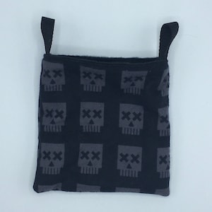 Flannel Sleep Sack, Cuddle Sack, Grey and Black Skulls, for Hedgehog, Sugar Glider, Guinea Pig, Rats, and other Small Animals