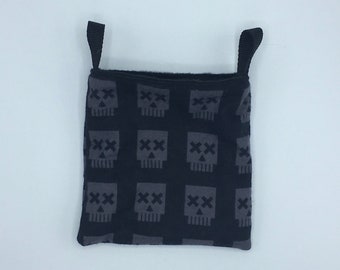 Flannel Sleep Sack, Cuddle Sack, Grey and Black Skulls, for Hedgehog, Sugar Glider, Guinea Pig, Rats, and other Small Animals