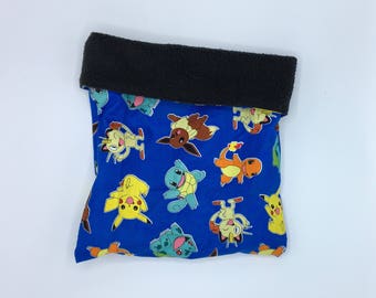 Sleep Sack, Cuddle Sack, Blue Pokemon, for Hedgehogs, Sugar Gliders, Guinea Pigs, Rats, and other Small Animals