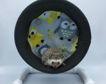 Wheel Cover, Grey and Yellow Owls Fleece, with Waterproof back, for Hedgehogs, Rats, and other Small Animals