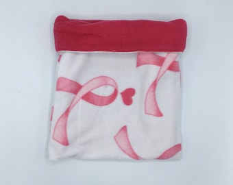 Fleece Sleep Sack, Cuddle Sack, Pink Ribbons, for Hedgehogs, Sugar Gliders, Guinea Pig and other small animals