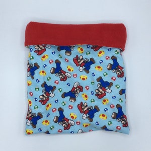 Flannel Sleep Sack, Mario Cuddle Sack, for Hedgehog, Sugar Glider, Guinea Pig, Rats, and other Small Animals