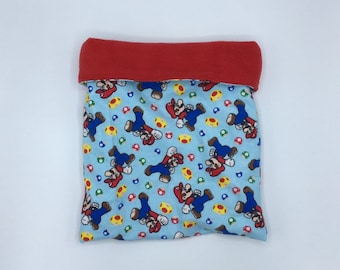 Flannel Sleep Sack, Mario Cuddle Sack, for Hedgehog, Sugar Glider, Guinea Pig, Rats, and other Small Animals