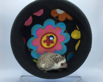 Wheel Cover, Flowers on Grey Fleece, with Waterproof back, for Hedgehogs, Rats, and other Small Animals