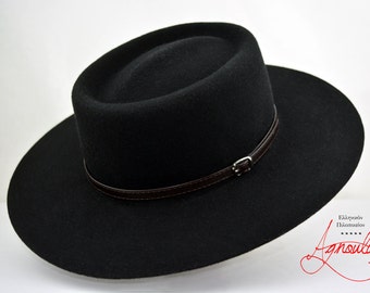 chapeau boléro | Le JOUEUR | Chapeau noir à bord large homme femme | Chapeaux western en feutre de laine