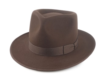 Fedora | The TONY | Brown Wide Brim Hat Men | Fedora Hat For Men | Mens Fur Felt Hat | Fashion Attire | Big Head | Accessories Gifts