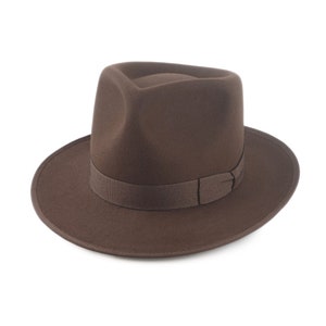 Brown Wide Brim Fedora - The TONY | Handmade Fur Felt | Men&#39;s Classic Style
