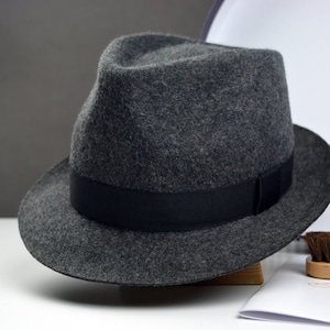 Grey Fedora Hat for Men - The ANDY | Classic Professional Style | Handcrafted Wool Felt