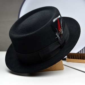 Pork Pie | The JAZZIST | Black Pork Pie Fedora Hat for Men | Mens Wool Felt Hat