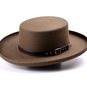 Taupe Brown Gambler Hat - The RANCHER | Wide Brim Western | Handmade Fur Felt
