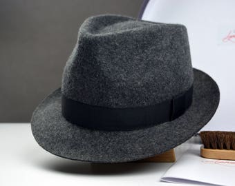 Fedora | The ANDY | Grey Wool Felt Fedora Hat For Men | Mens Felt Hat