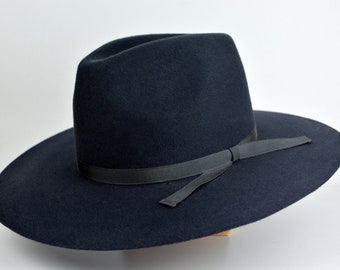 Breite Brim Fedora | Das LONGSWORD | Schiefer grau Pelz Filz breite Krempe Hut Männer Frauen | Western Hats