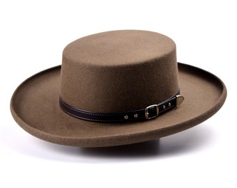 Spielerhut | Der RANCHER | Taupe Braun Pelz Filz Hut mit breiter Krempe Männer Frauen | Fell Filz Western Hüte