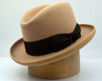 | du chapeau homburg L’AMBASSADEUR | Chapeau Fedora Camel Léger pour Hommes | Chapeaux Fedora pour hommes | Chapeau de feutre en fourrure pour homme