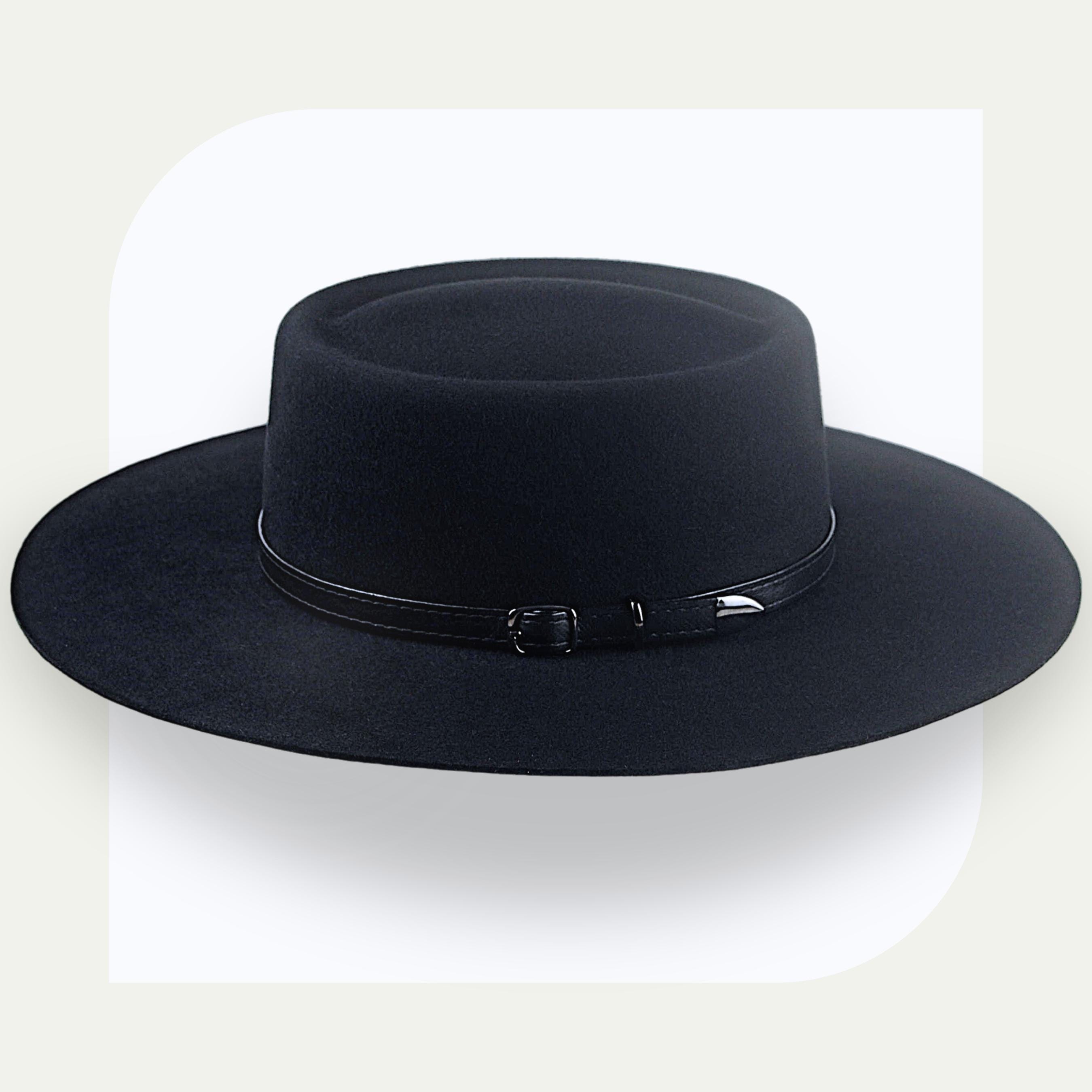 J Hats Black Wool Wide Brim Hat Size 7 1/4 Flat Brim Western Bolero USA 2748327731.jpg?v=1639596239 main image 4