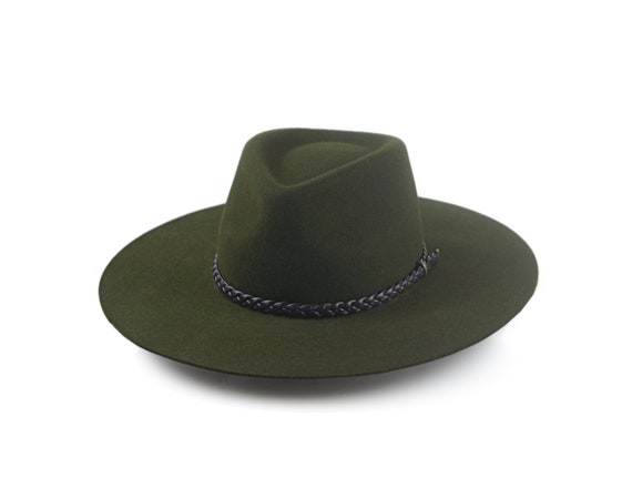 Wide Brim Fedora the BUSH Loden Green Wide Brim Fedora Hat for Men Fur Felt  Hat for Women Hiking Hat 