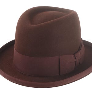 Oxblood Homburg Hat - The MARATHON | Handmade Fur Felt | Men&#39;s Formal Style