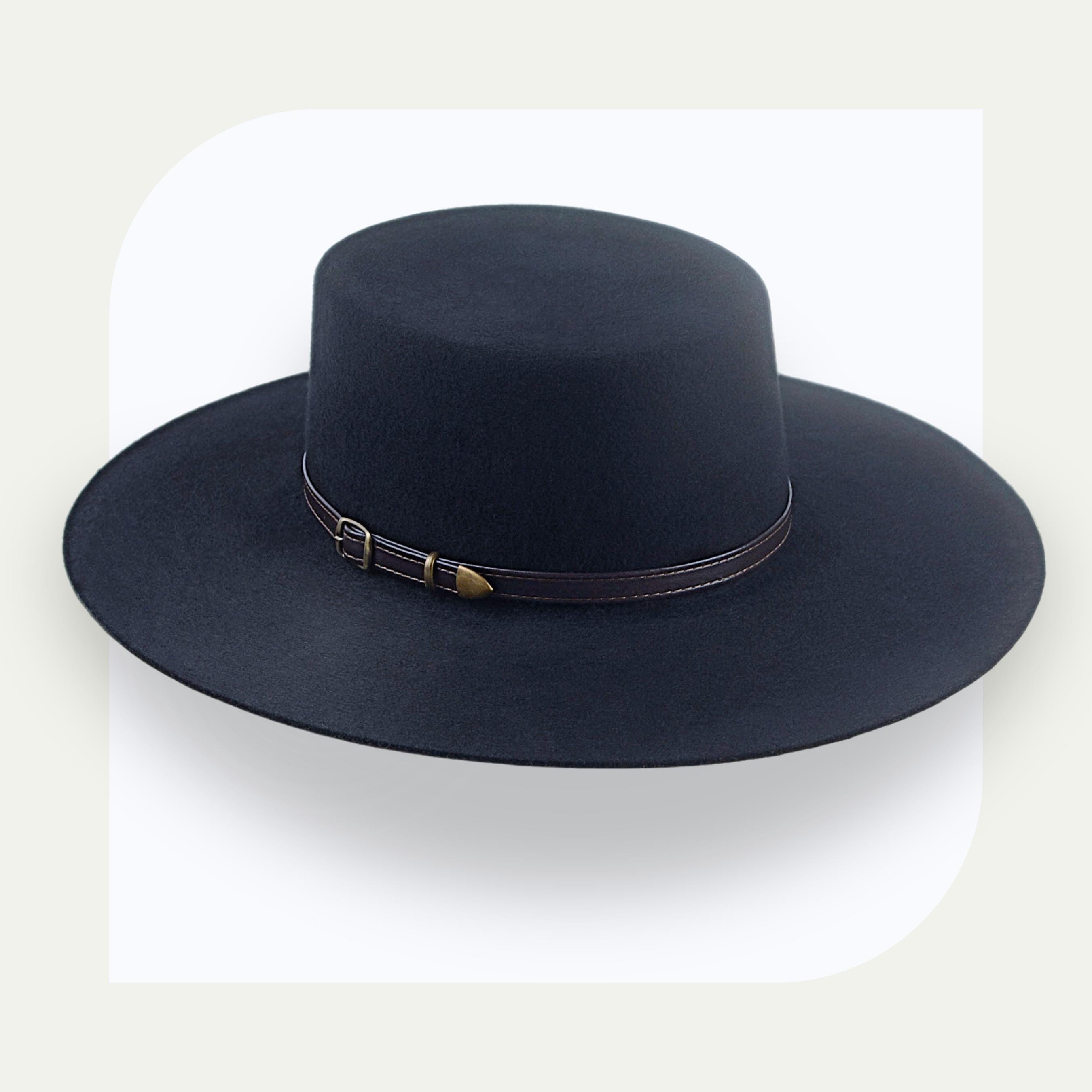 Black Flat Crown Cowboy Hat | the Galloper | Wool Felt Custom Fit
