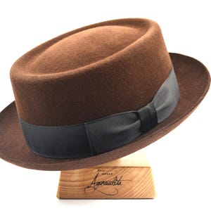 Cocoa Brown Pork Pie Hat - The ANTICO | Vintage Style Unisex | Handcrafted Felt