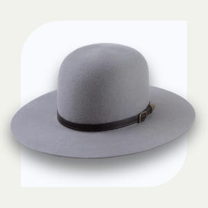 Handmade Pewter Grey Wool Felt Western Hat | The Livaja | Round Crown Flat Brim | Custom Fit