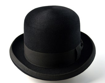 ASCOT Black Fur Felt Derby Bowler Hat 
