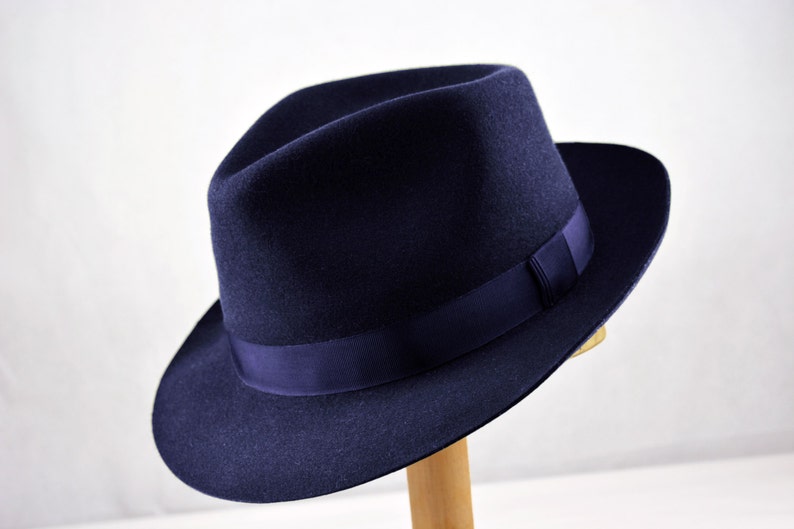 Fedora The DIPLOMAT Navy Blue Fedora Hat For Men Mens Etsy