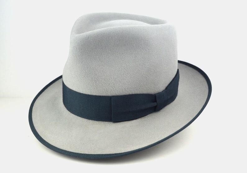 light grey fedora hat