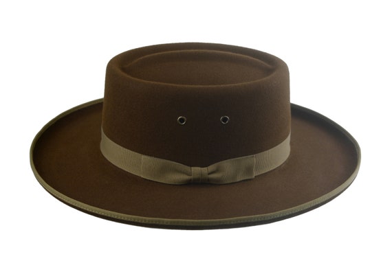 Gambler Hat | The ESTRADA | Brown Fur Felt Wide Brim Hat Men Women | Fur Felt Western Hats | Fashion Accessories | Big Head Attire | Gifts