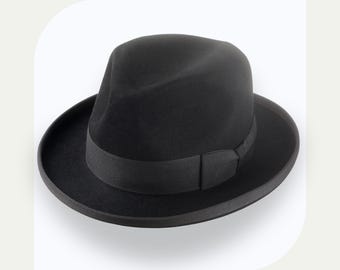 Black Rabbit Fur Homburg Hat | The Summit | Custom Fit Formal