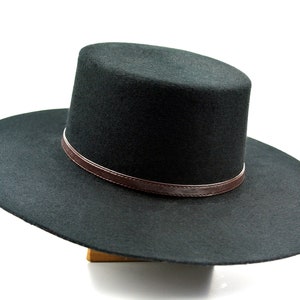 Bolero Hat the GALLOPER Black Wool Felt Flat Crown Wide Brim Hat Men ...