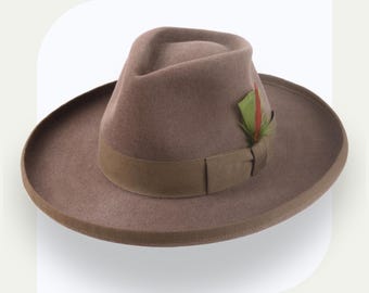 Brown Rigid Fedora Handmade Artisan Wool Felt Hat– Custom  display picture 1