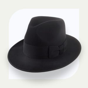 Handmade Black Beaver Fur Felt High Crown Fedora | The Castor | Custom Fit | Bold Fedora Hat