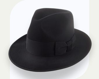 Homburg Chapeau Fedora en feutre de laine avec plumes