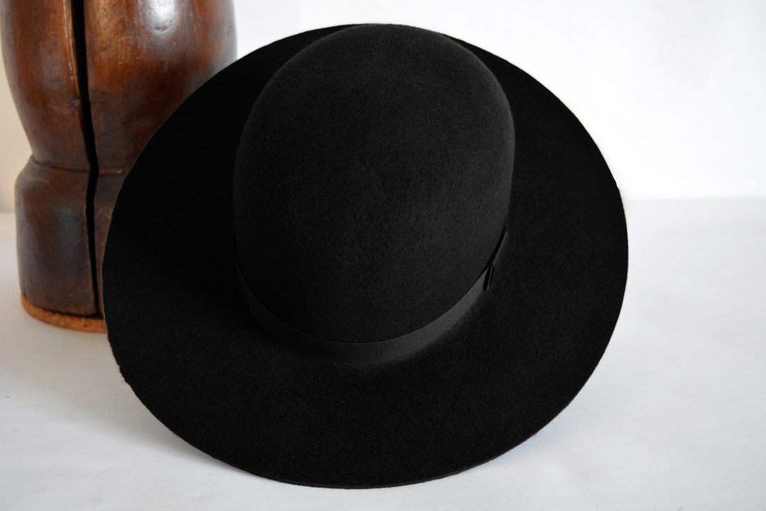 Black Western Fedora the INDIAN Round Crown Wide Brim Unisex