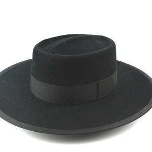 Black Western Bolero Hat - The MONTAUK | Wool Felt Gambler Crown | Unisex Wide Brim
