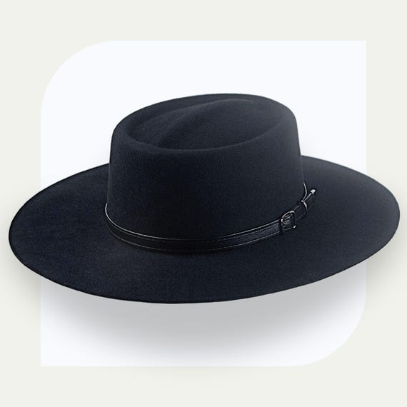 Black Wide Brim Cowboy Hat | the Gambler | Custom Fit Fur  display picture 3