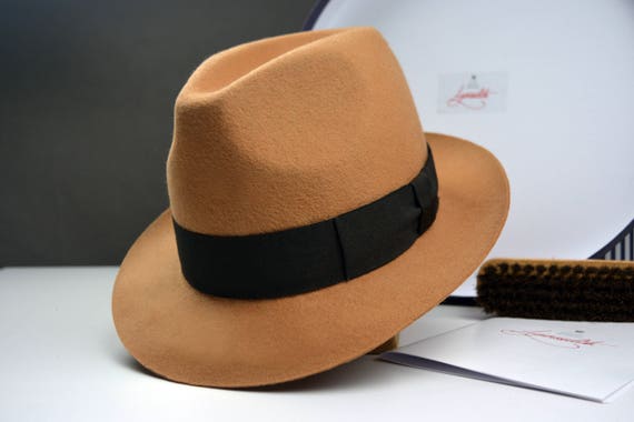 blouse aanvulling Bedienen Fedora DE URBANER Camel Wol Vilt Fedora Hoed voor mannen - Etsy Nederland