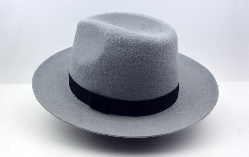 Fedora the MONTGOMERY Light Grey Wide Brim Hat Men Etsy